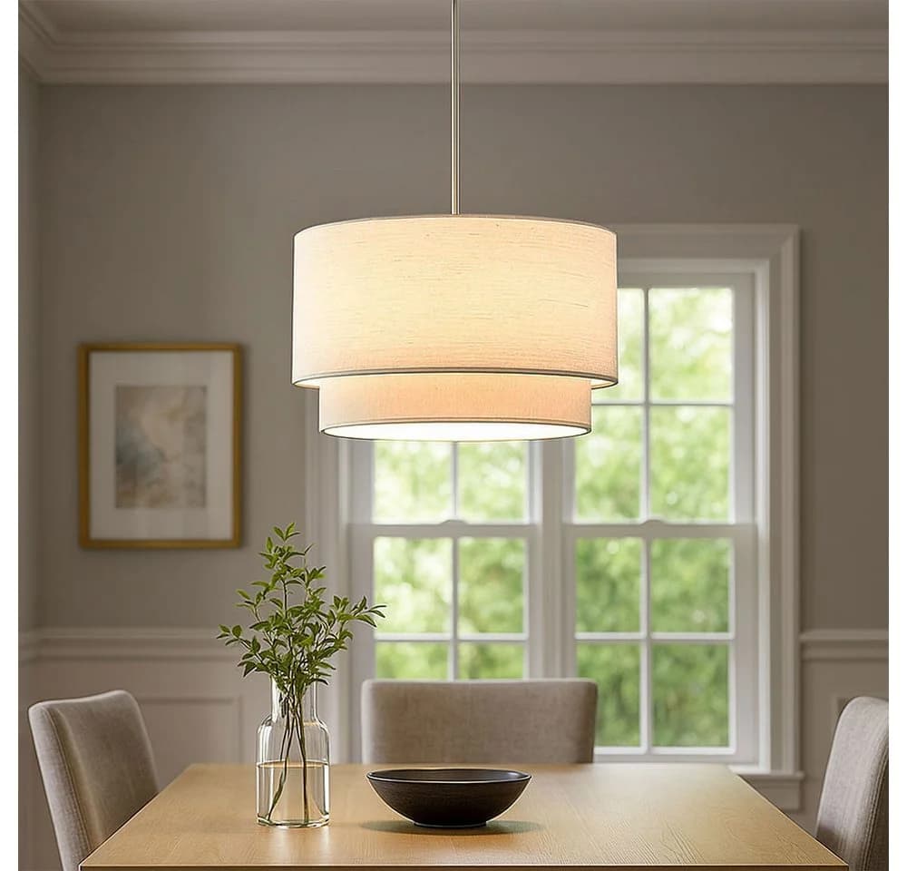 NOWA LED-Hängeleuchte Beige Nickelmatte Hängelampe - Bild 2