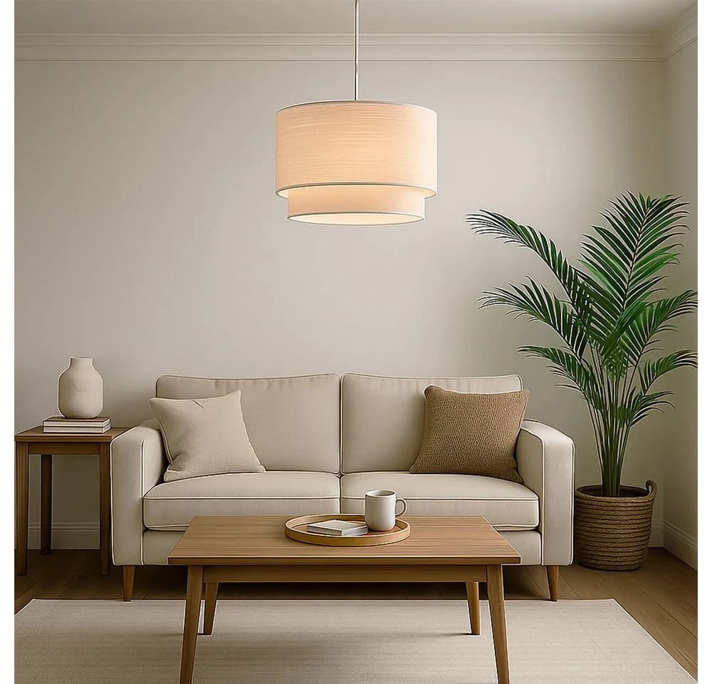 NOWA LED-Hängeleuchte Beige Nickelmatte Hängelampe - Bild 3