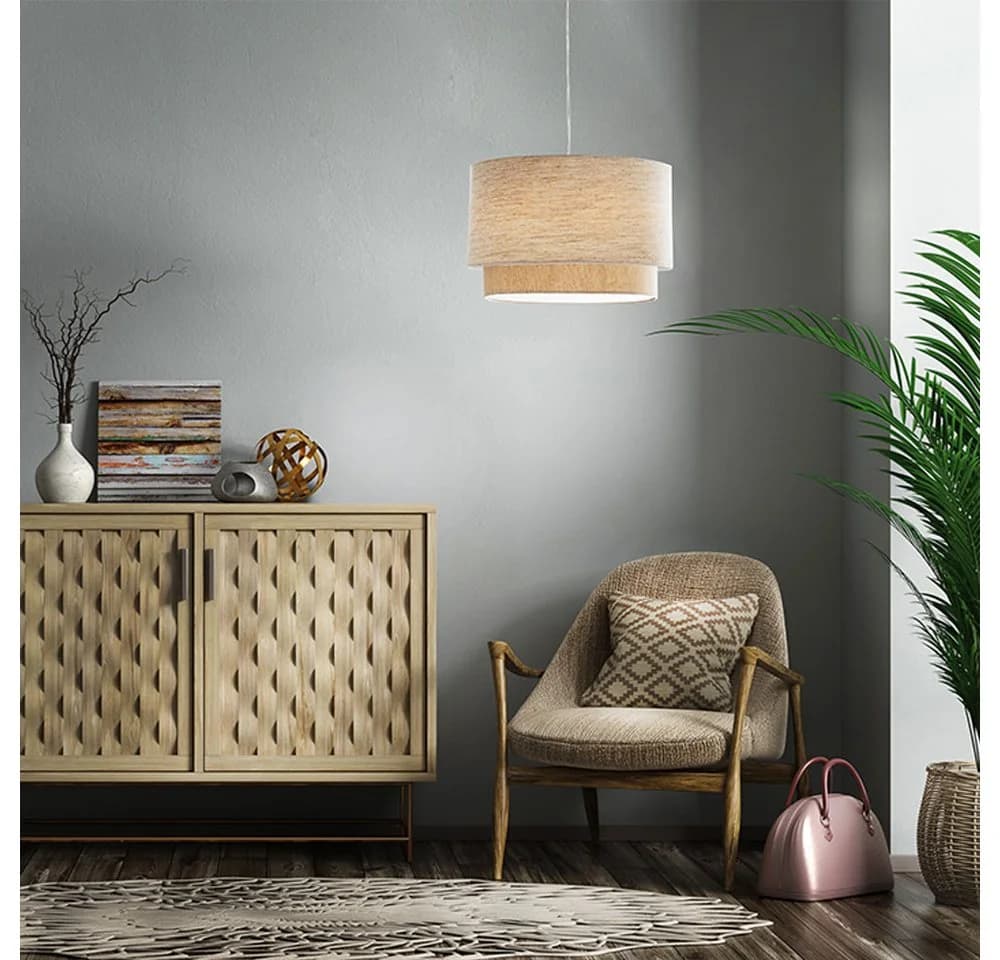 NOWA LED-Hängeleuchte Beige Nickelmatte Hängelampe - Bild 5