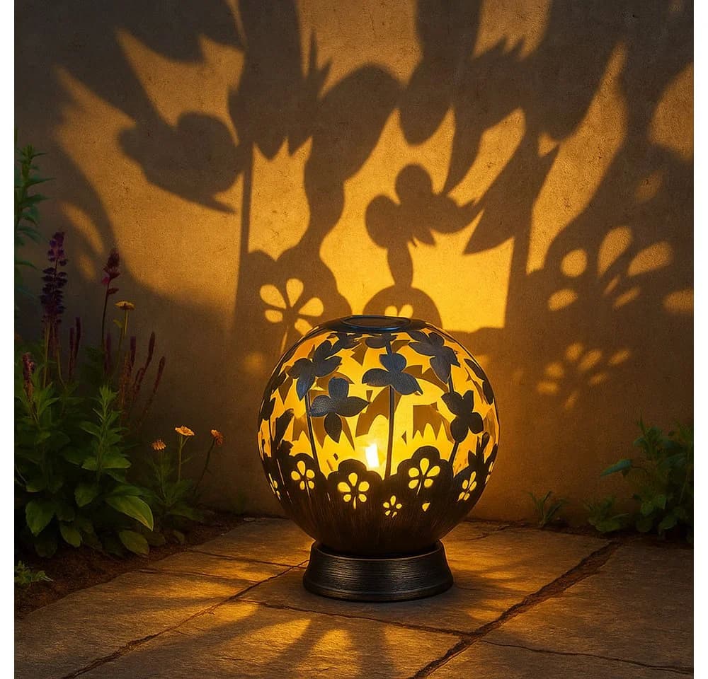 NOWA LED Solarleuchte Kugel Schwarz mit Schmetterlingsdesign - Bild 2