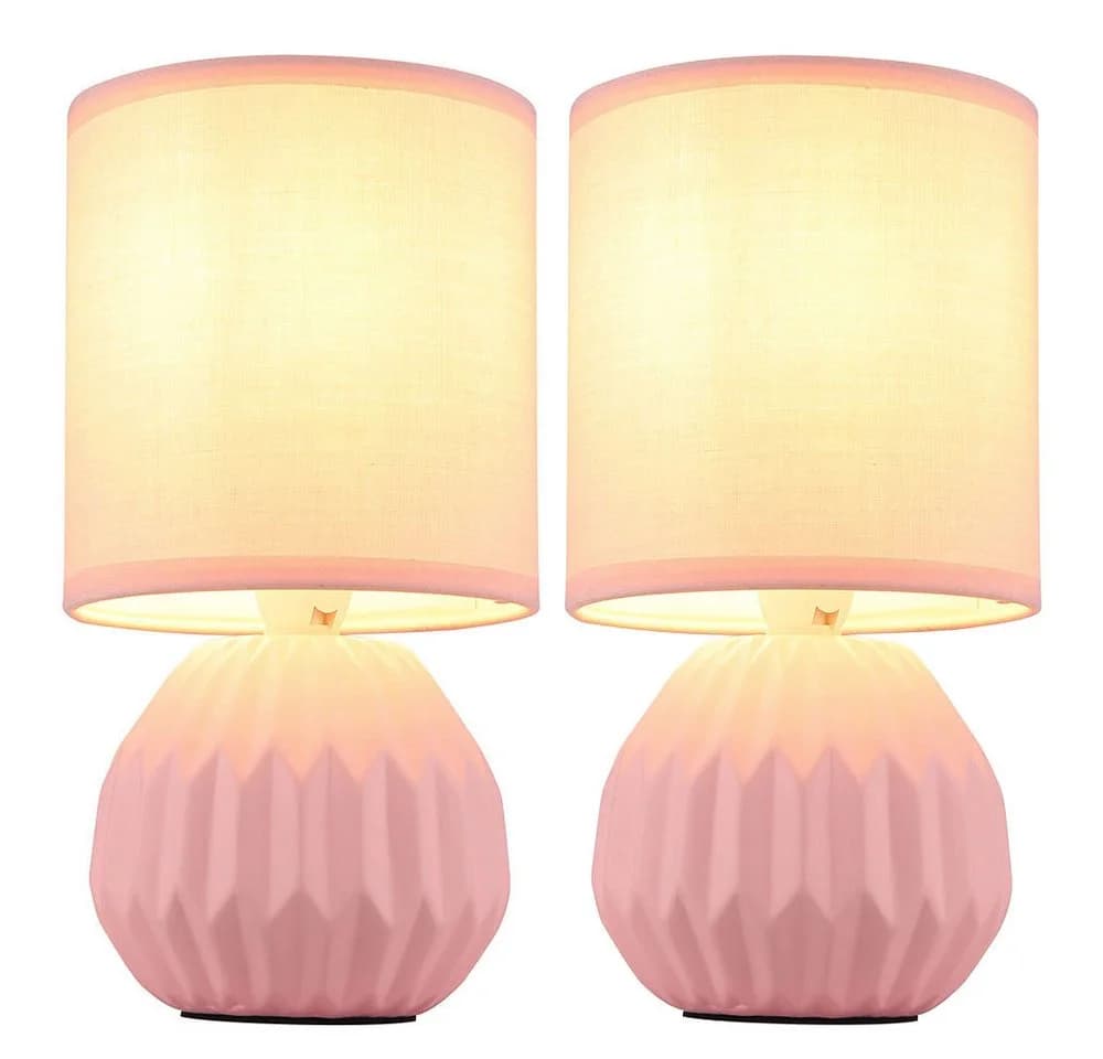 GLOBO LIGHTING Tischleuchte 2er Set Pink Keramik Textil - Bild 2