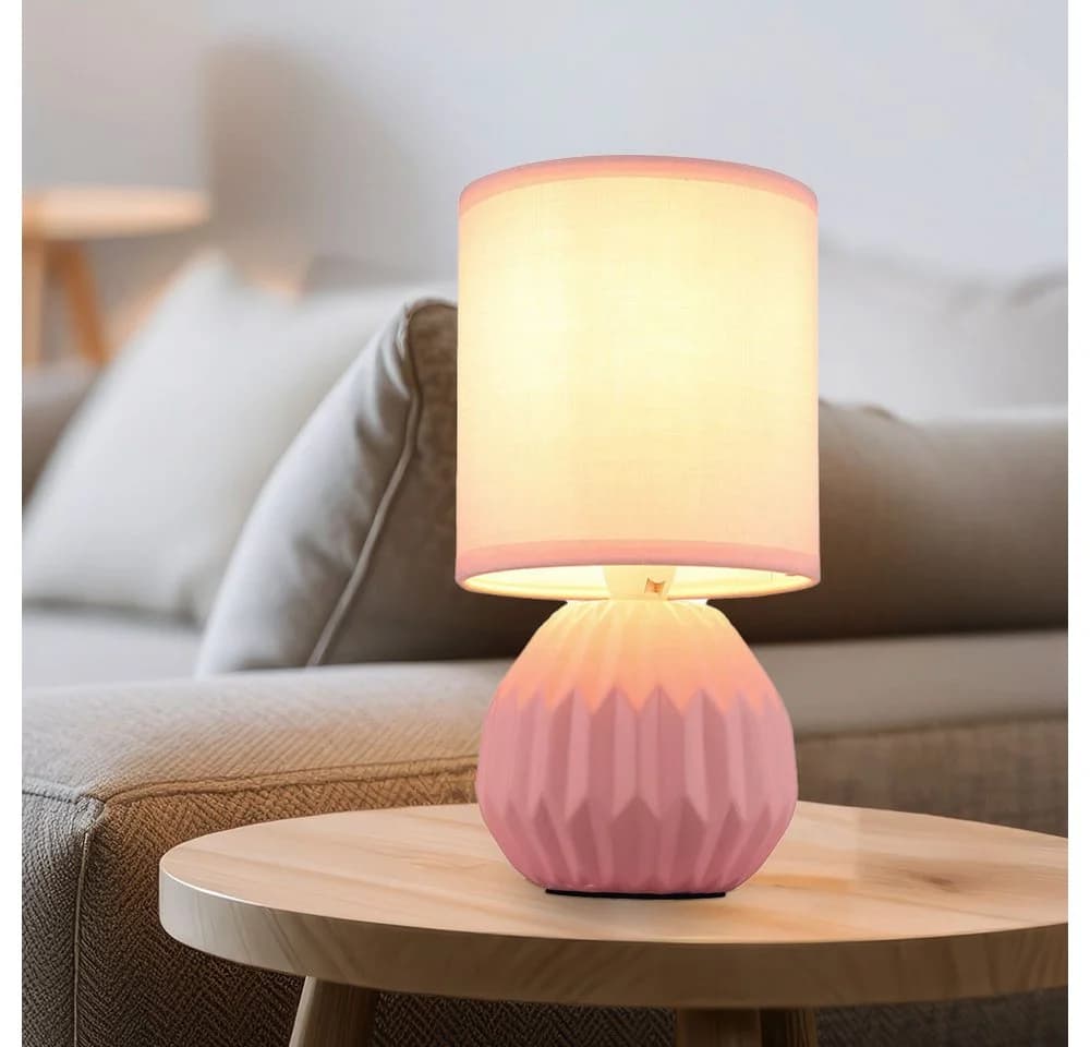 GLOBO LIGHTING Tischleuchte 2er Set Pink Keramik Textil - Bild 4