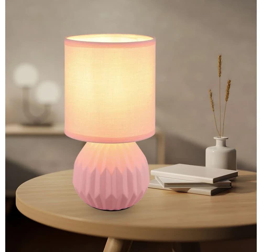 GLOBO LIGHTING Tischleuchte 2er Set Pink Keramik Textil - Bild 5