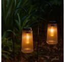 GLOBO LIGHTING LED Solarleuchte Schwarz Glas Warmweiß 2er Set Bild 1