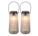GLOBO LIGHTING LED Solarleuchte Schwarz Glas Warmweiß 2er Set Bild 2