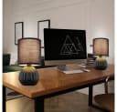 GLOBO LIGHTING Tischleuchte Keramik Stoff Schwarz 2er Set Bild 1