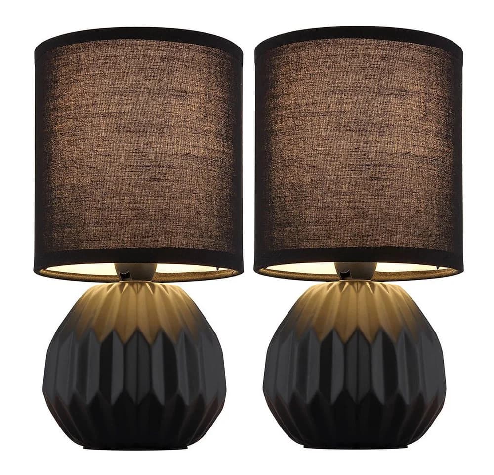 GLOBO LIGHTING Tischleuchte Keramik Stoff Schwarz 2er Set - Bild 2