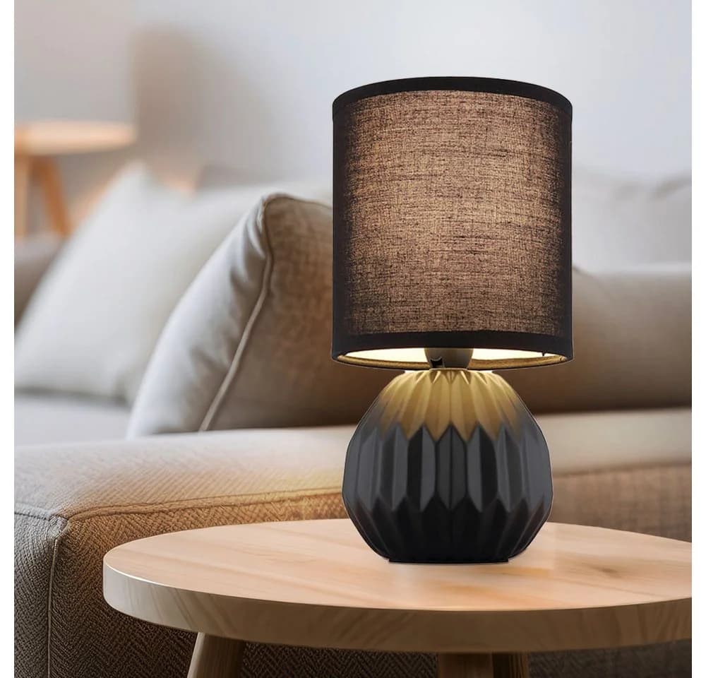 GLOBO LIGHTING Tischleuchte Keramik Stoff Schwarz 2er Set - Bild 4