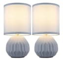 GLOBO LIGHTING Tischleuchte 2er Set Blau Keramik Textil Bild 2