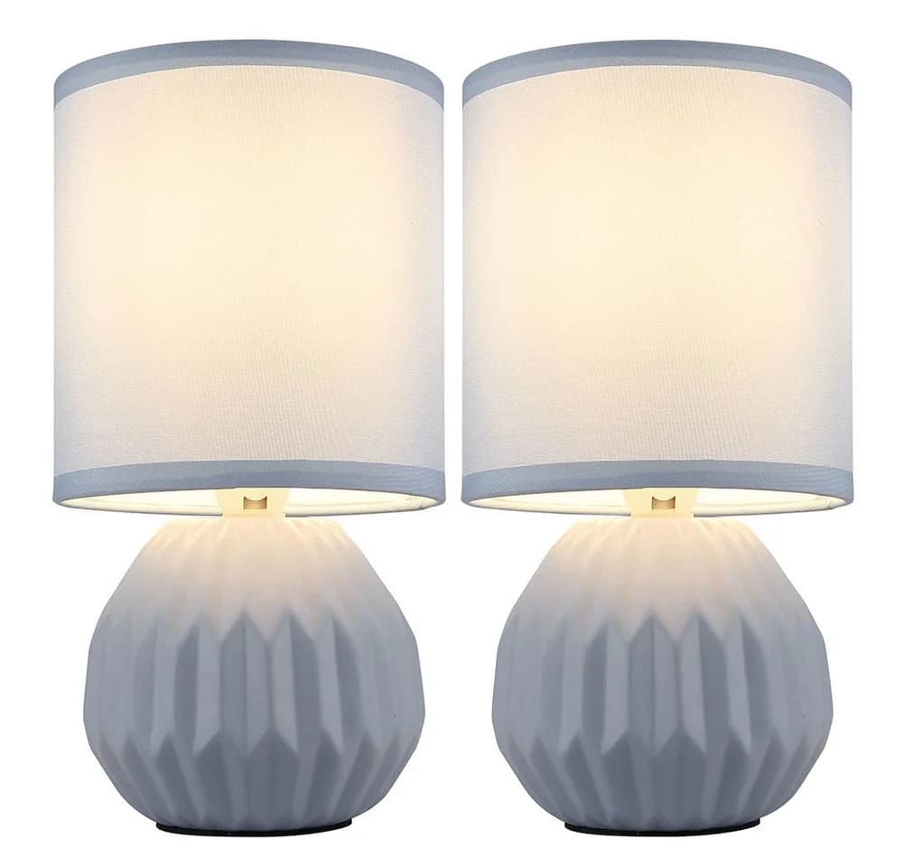 GLOBO LIGHTING Tischleuchte 2er Set Blau Keramik Textil - Bild 2