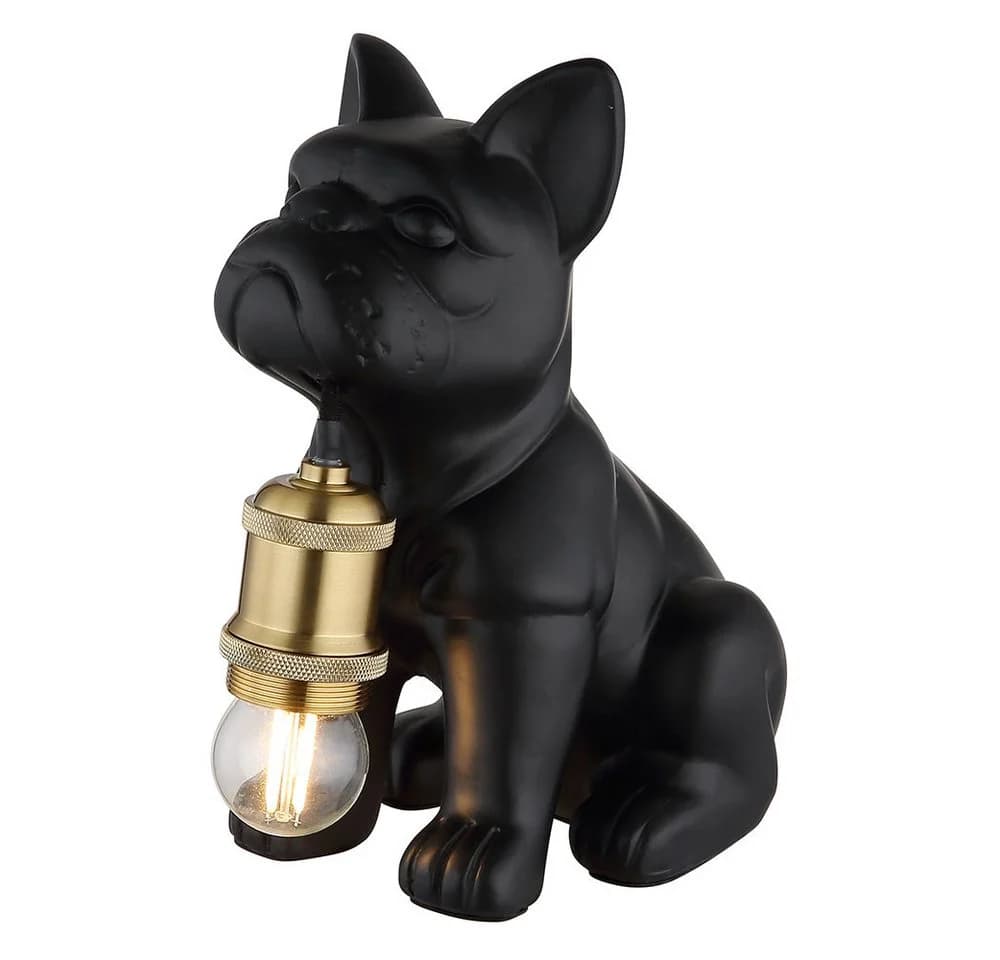 GLOBO LIGHTING Tischleuchte DOGO Hundelampe Schwarz Keramik Metall