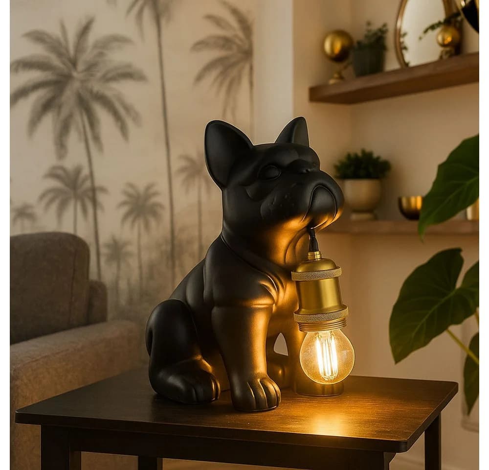 GLOBO LIGHTING Tischleuchte DOGO Hundelampe Schwarz Keramik Metall - Bild 3