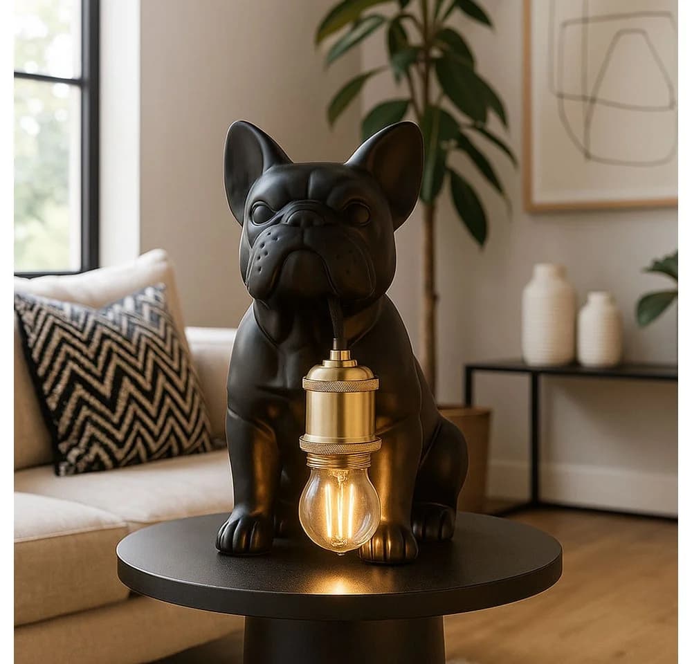 GLOBO LIGHTING Tischleuchte DOGO Hundelampe Schwarz Keramik Metall - Bild 4