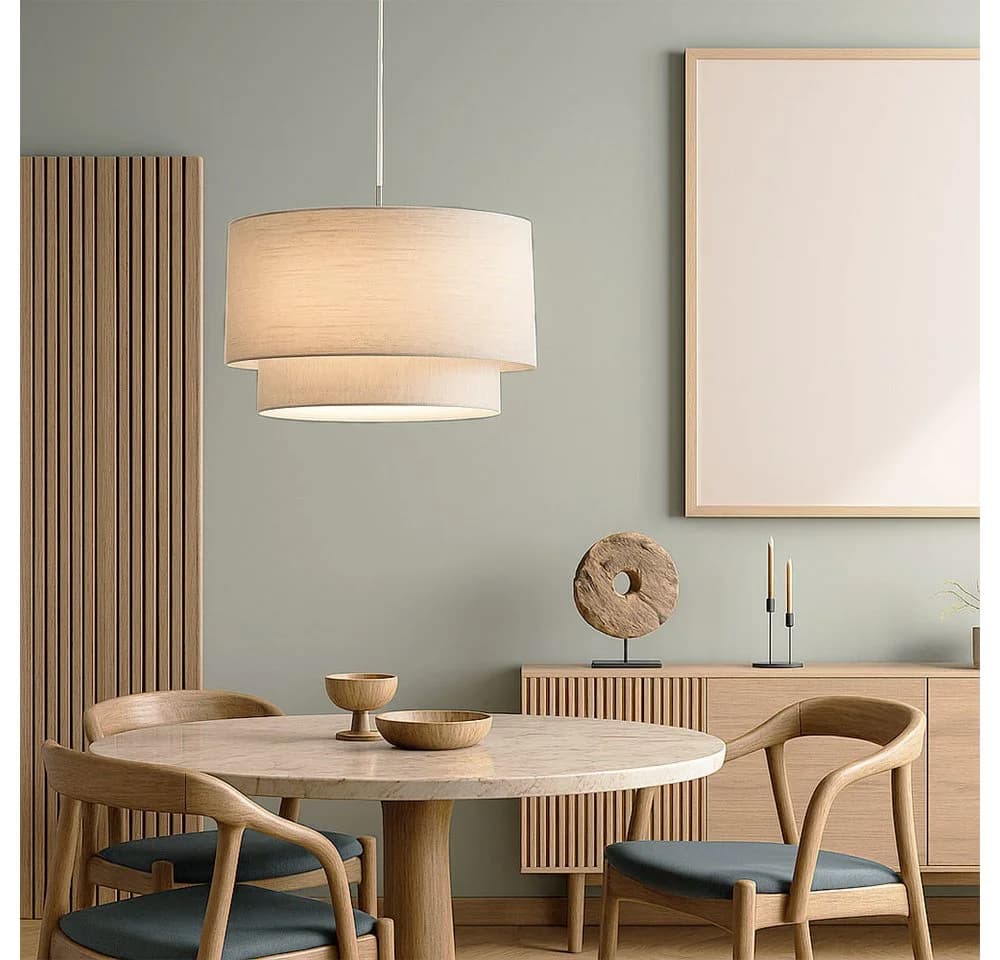 NOWA Pendelleuchte Textilschirm Beige - Bild 2