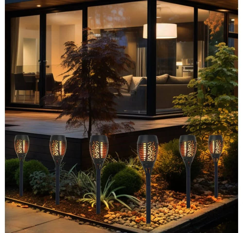 GLOBO LIGHTING LED Außen-Stehlampe Schwarz Solar Feuereffekt - Bild 5