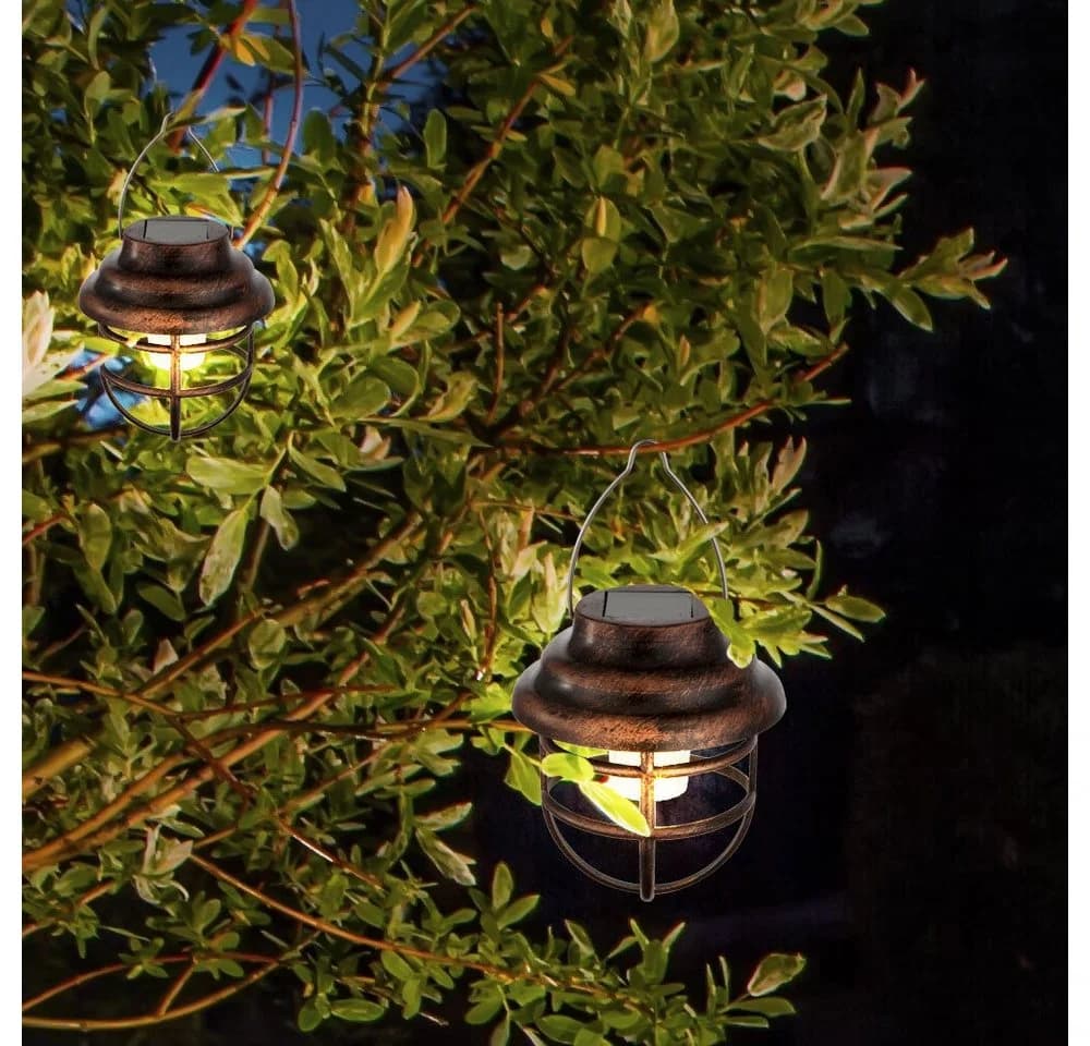 GLOBO LIGHTING LED Solarleuchte 2er Set Laterne Gartendeko Rost Klar
