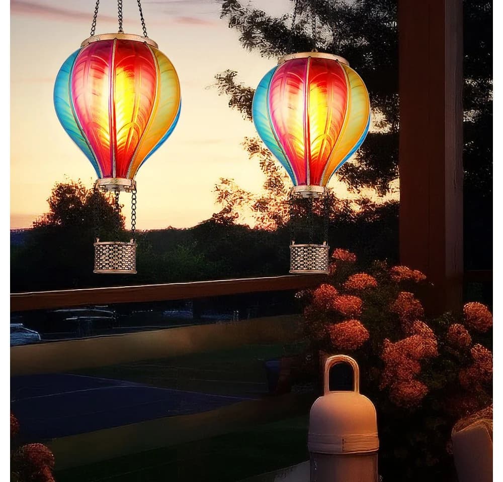 GLOBO LIGHTING Solarleuchte Heißluftballon Schwarz/Gold Bunt 2er Set - Bild 5