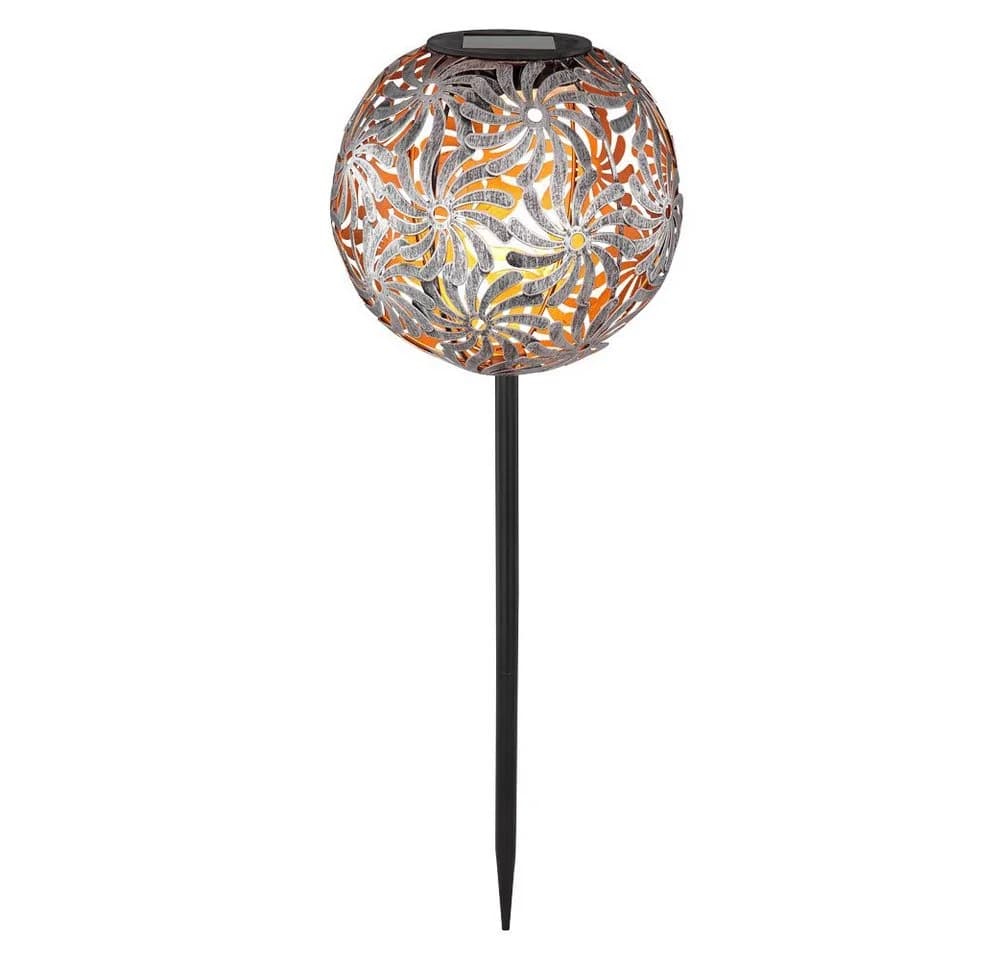 GLOBO LIGHTING Solarleuchte Garten silber Metall Warmweiß