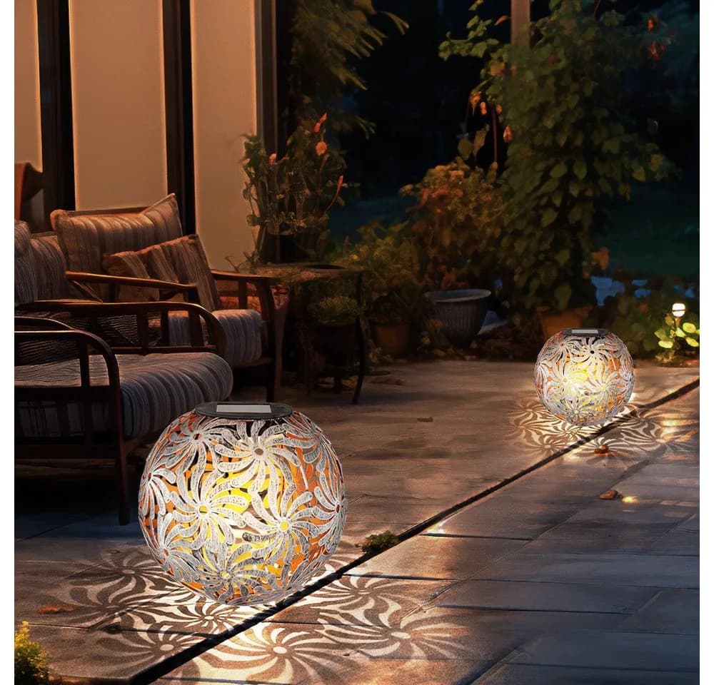 GLOBO LIGHTING Solarleuchte Garten silber Metall Warmweiß - Bild 4