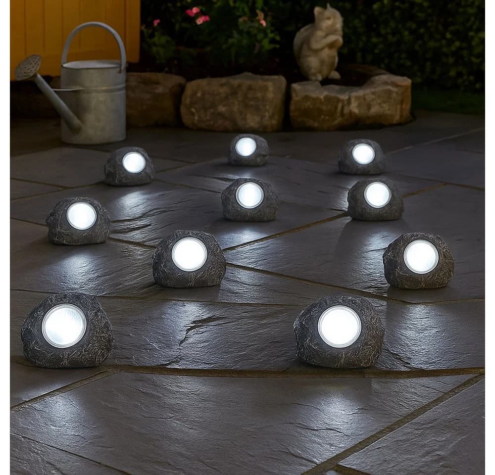 GLOBO LIGHTING 3x Solar Stein Außenleuchte Grau LED - Bild 5