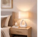 GLOBO LIGHTING Tischleuchte Keramik Textil Weiß Nachttischleuchte Wohnzimmer 2er Set Bild 5