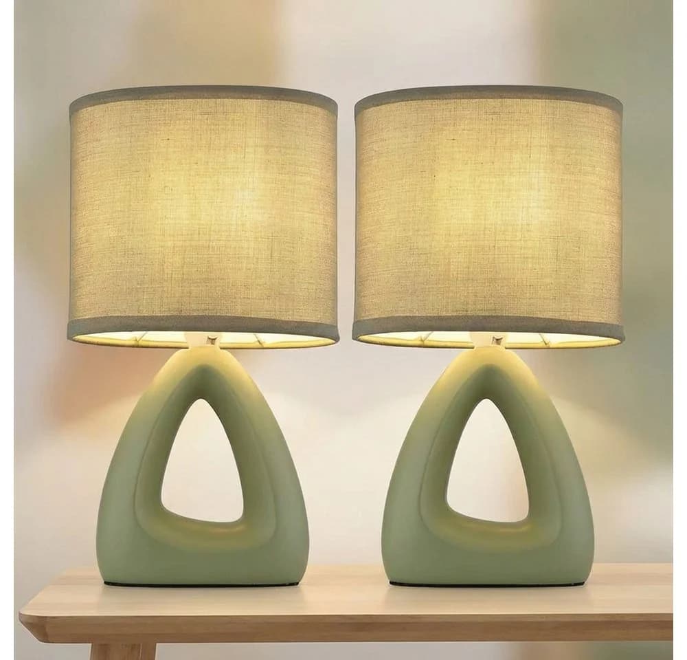 GLOBO LIGHTING Tischleuchte 2er Set Grün Keramik Textil - Bild 2