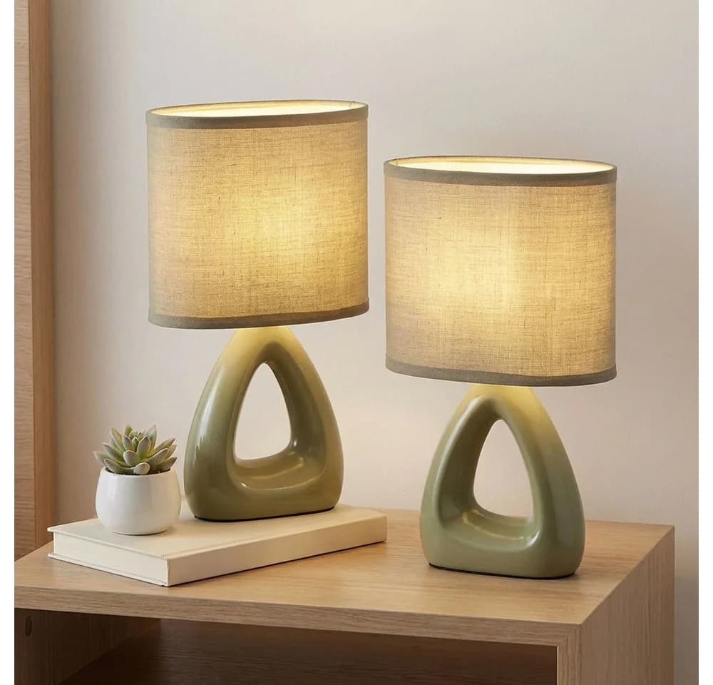 GLOBO LIGHTING Tischleuchte 2er Set Grün Keramik Textil - Bild 3