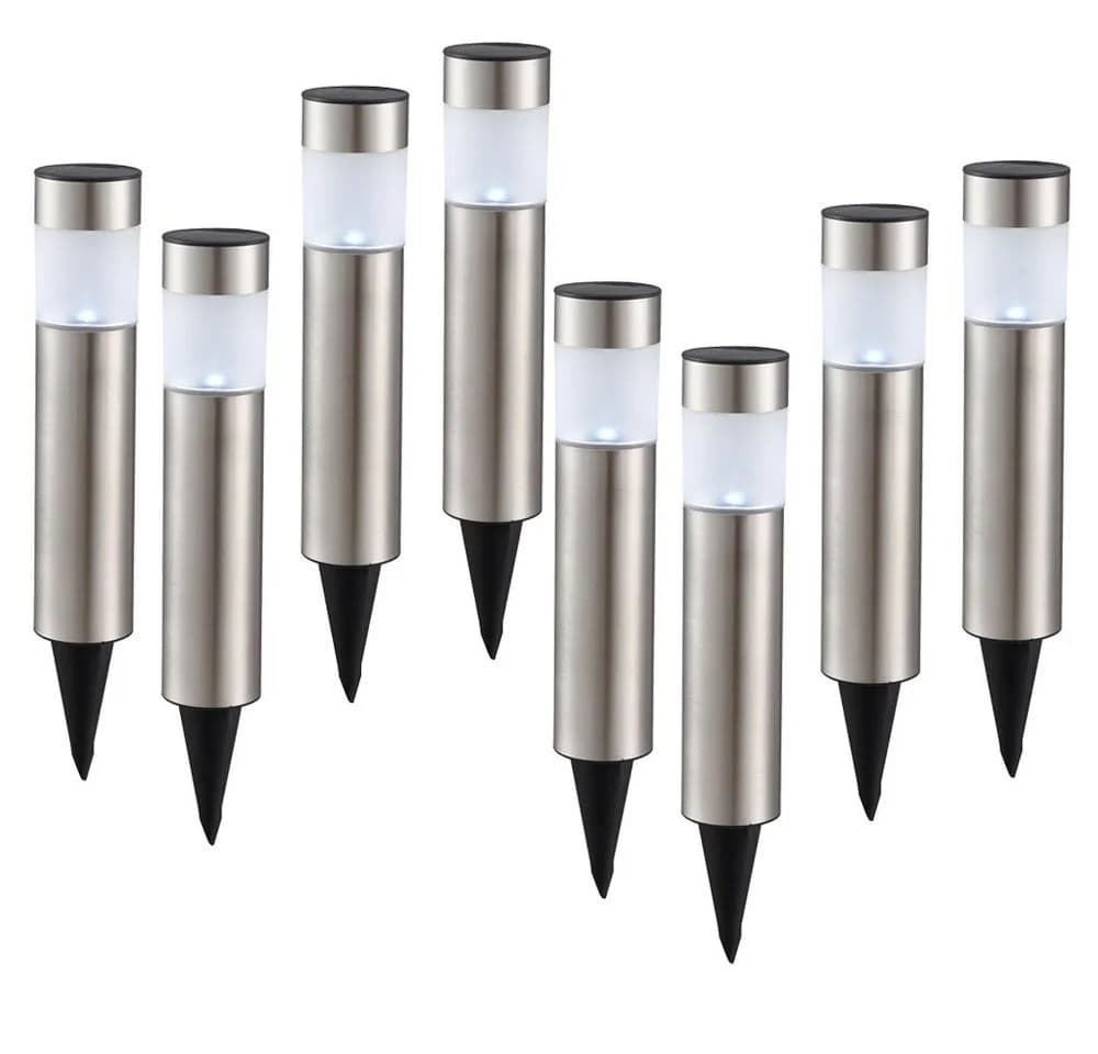 GLOBO LIGHTING LED Gartenleuchte 8er Set Solar Steckleuchten IP44 Silber - Bild 2