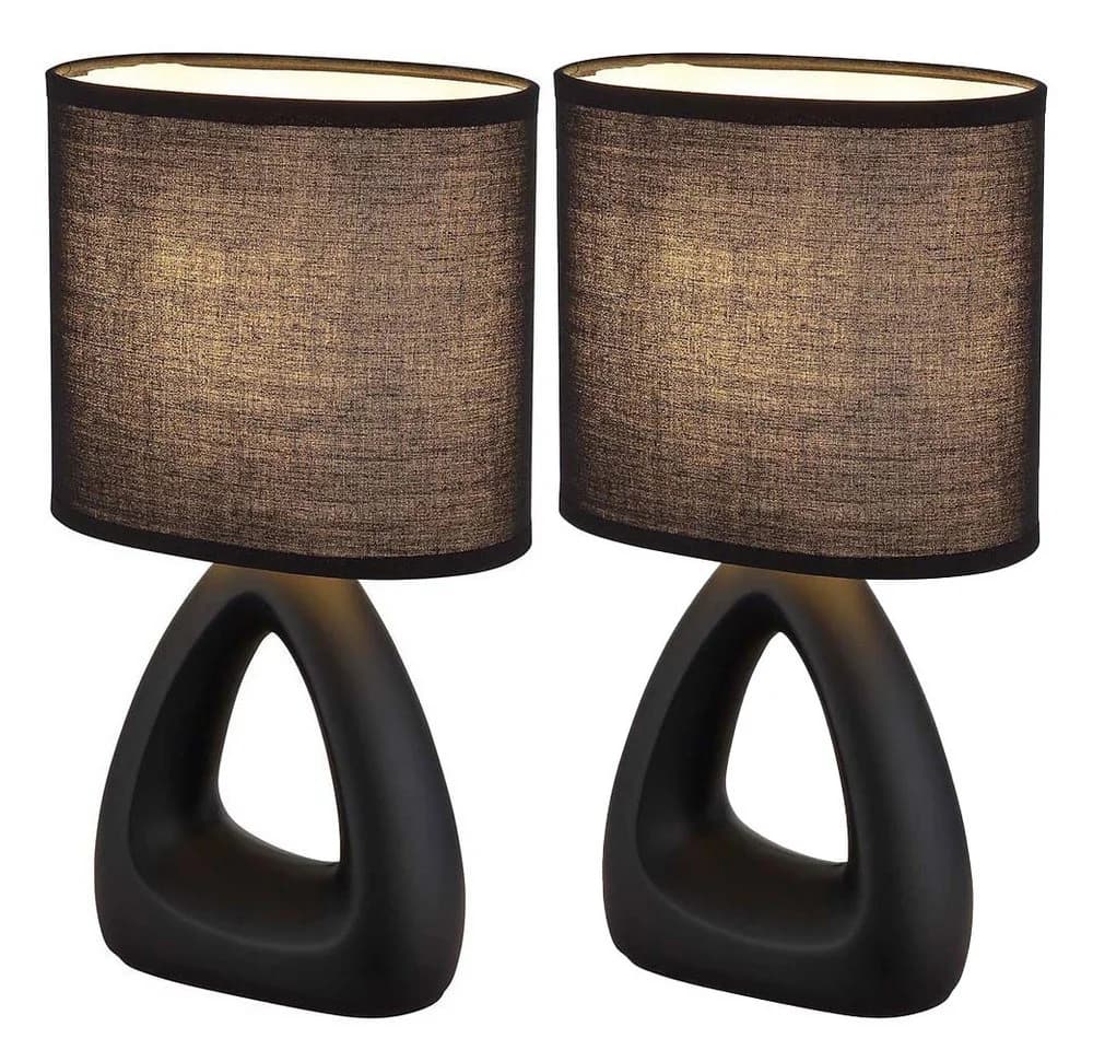 GLOBO LIGHTING Tischleuchte Keramik Textil Schwarz Nachttischleuchte Wohnzimmer 2x - Bild 2