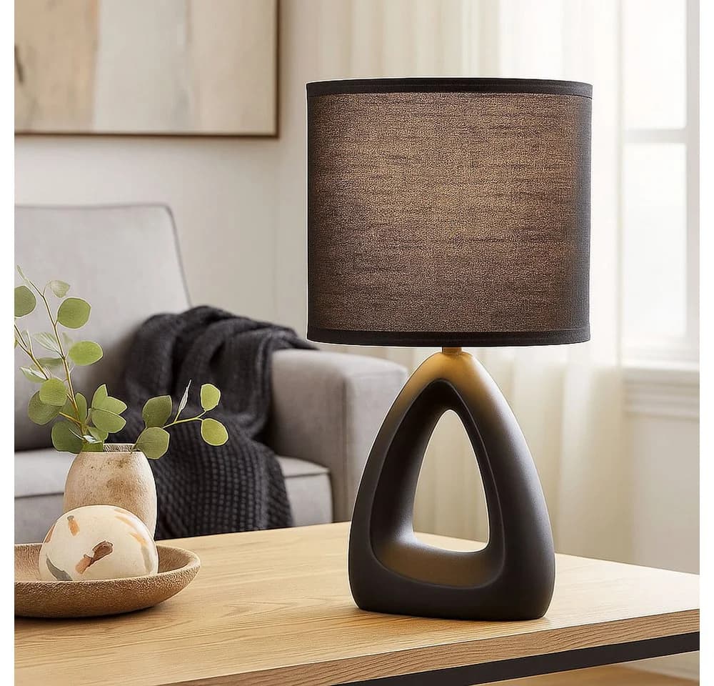 GLOBO LIGHTING Tischleuchte Keramik Textil Schwarz Nachttischleuchte Wohnzimmer 2x - Bild 5