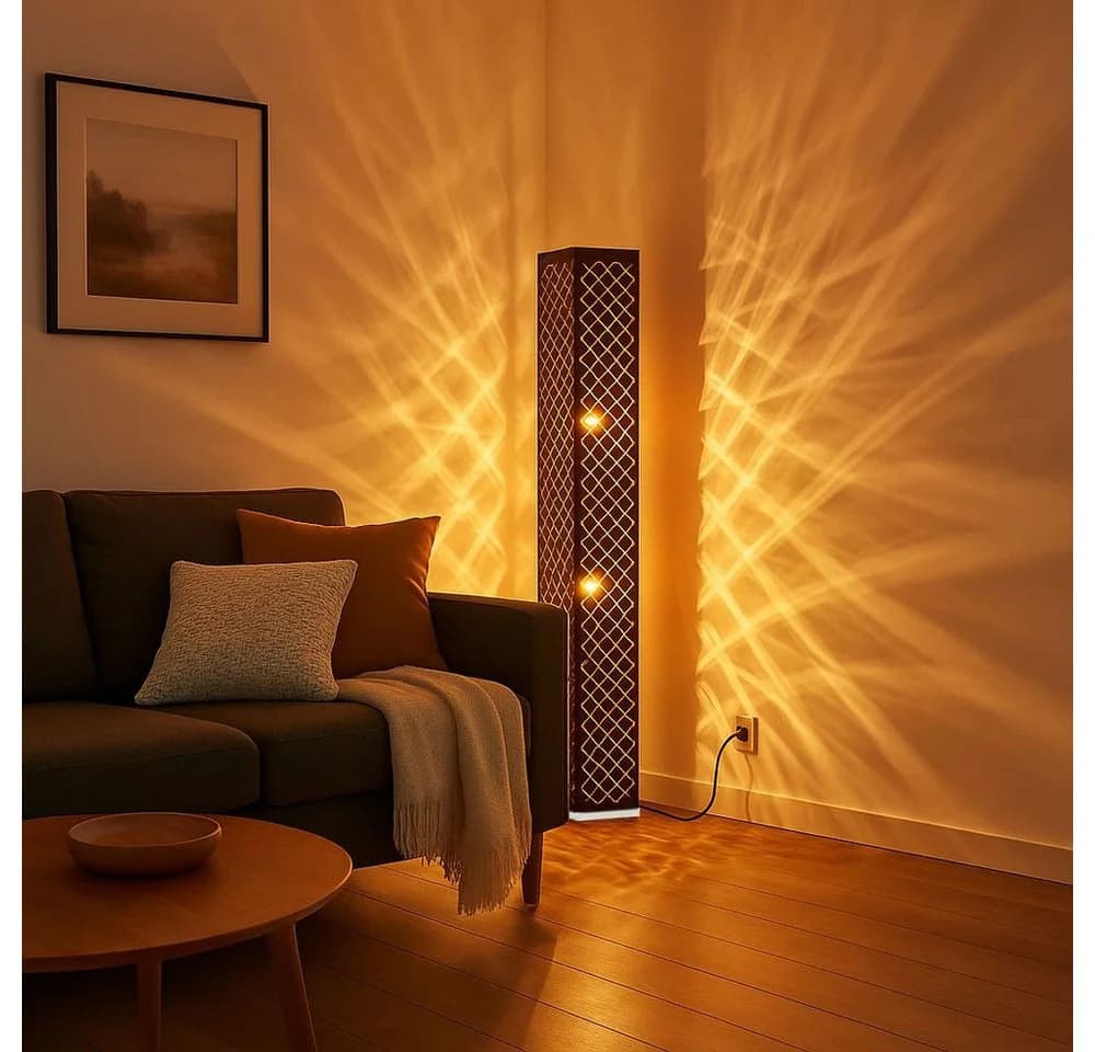 GLOBO LIGHTING Stehlampe Schwarz mit Blattgold Schirm - Bild 2