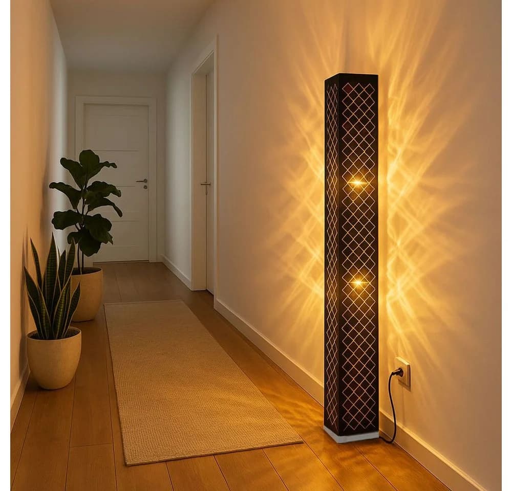 GLOBO LIGHTING Stehlampe Schwarz mit Blattgold Schirm - Bild 3