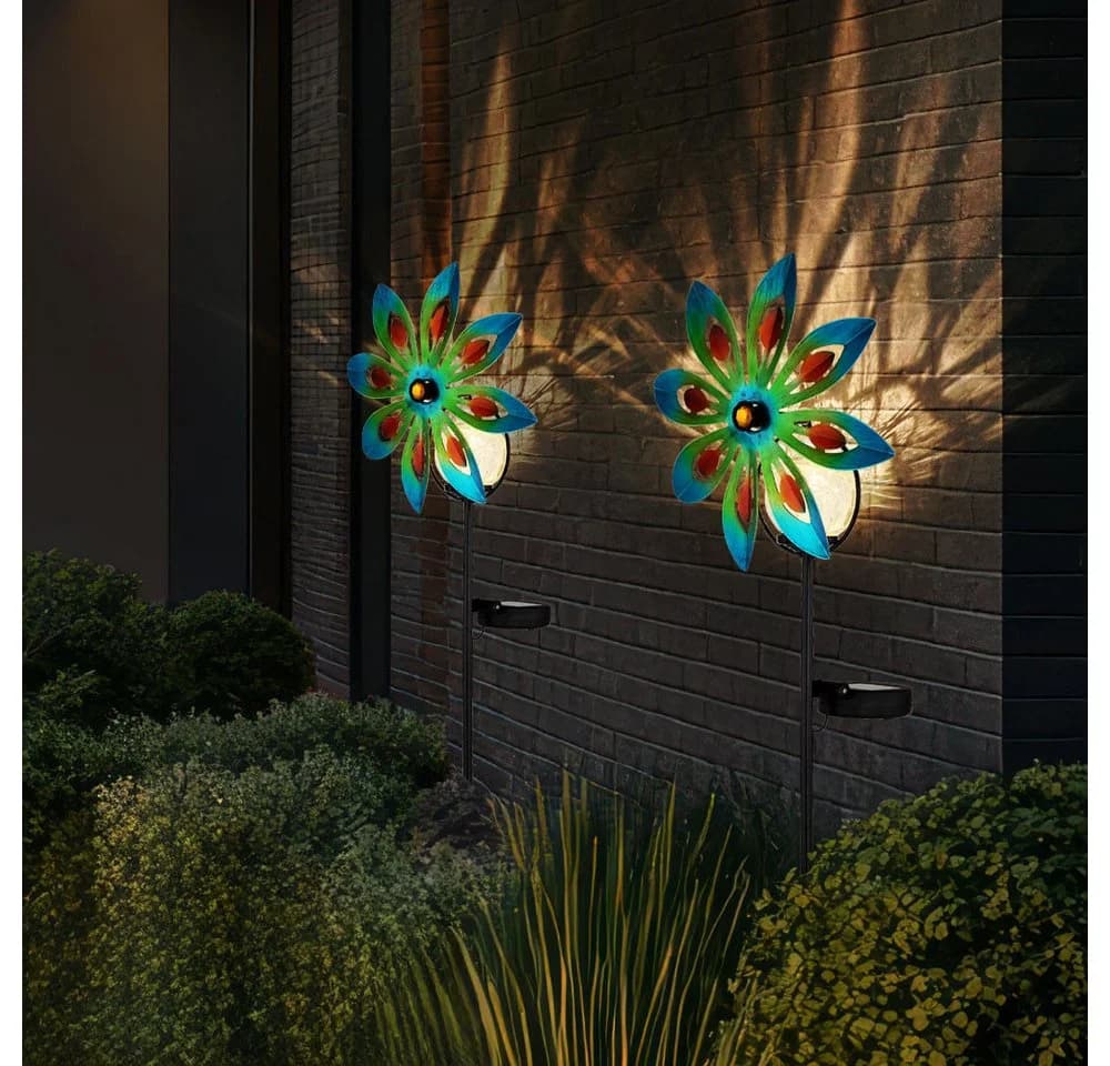 GLOBO LIGHTING LED Solarleuchte Warmweiß Windrad-Design