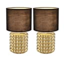 GLOBO LIGHTING Tischleuchte Keramik Gold Textil Schwarz 2x Bild 2