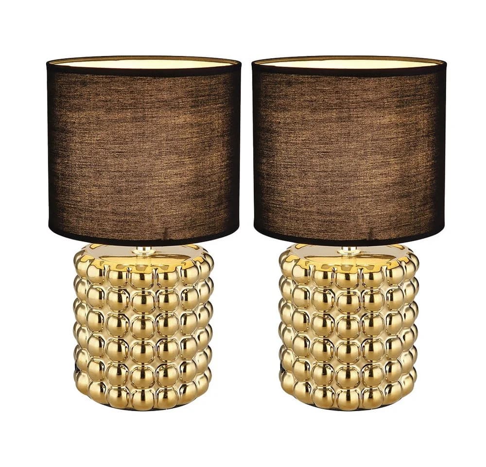 GLOBO LIGHTING Tischleuchte Keramik Gold Textil Schwarz 2x - Bild 2