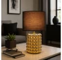 GLOBO LIGHTING Tischleuchte Keramik Gold Textil Schwarz 2x Bild 3