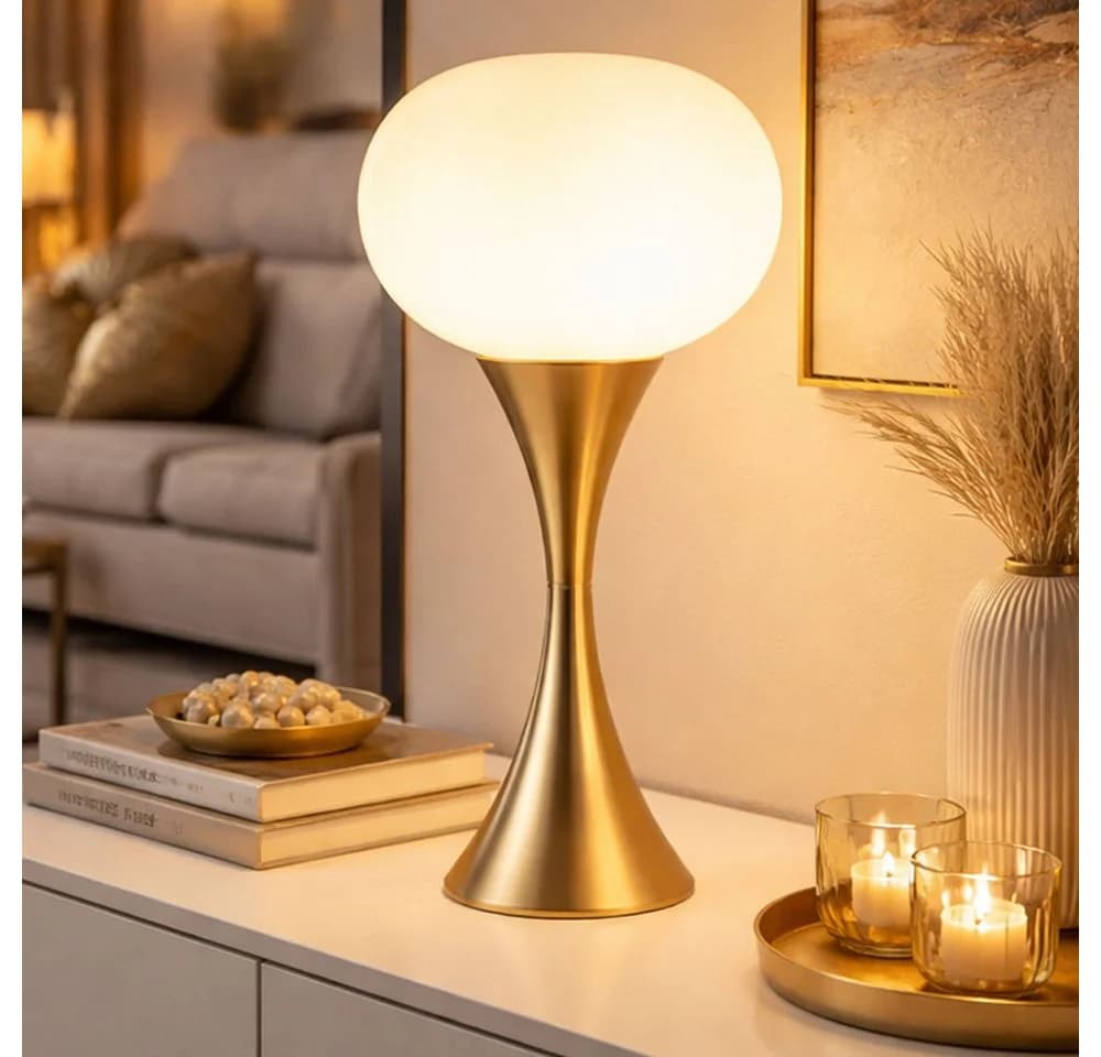 GLOBO LIGHTING LED Tischleuchte Warmweiß Messing Opalglas - Bild 2