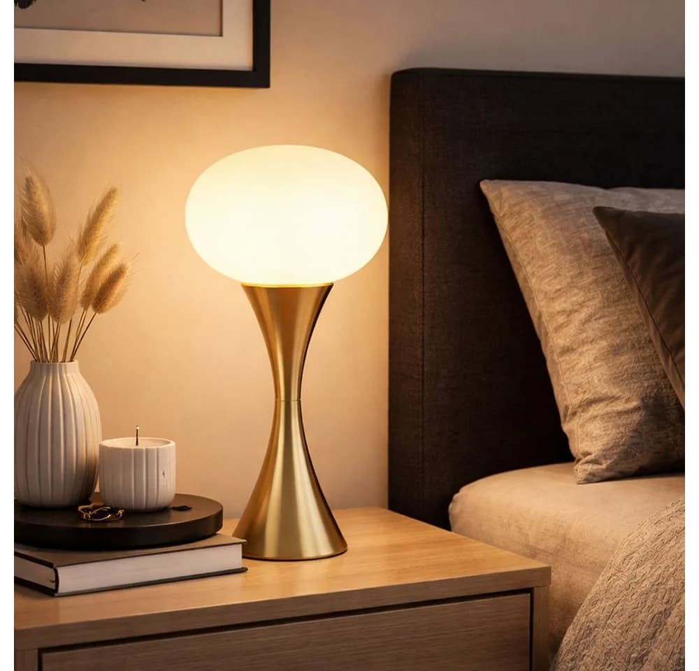 GLOBO LIGHTING LED Tischleuchte Warmweiß Messing Opalglas - Bild 3