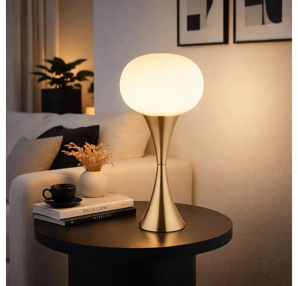 GLOBO LIGHTING LED Tischleuchte Warmweiß Messing Opalglas - Bild 4