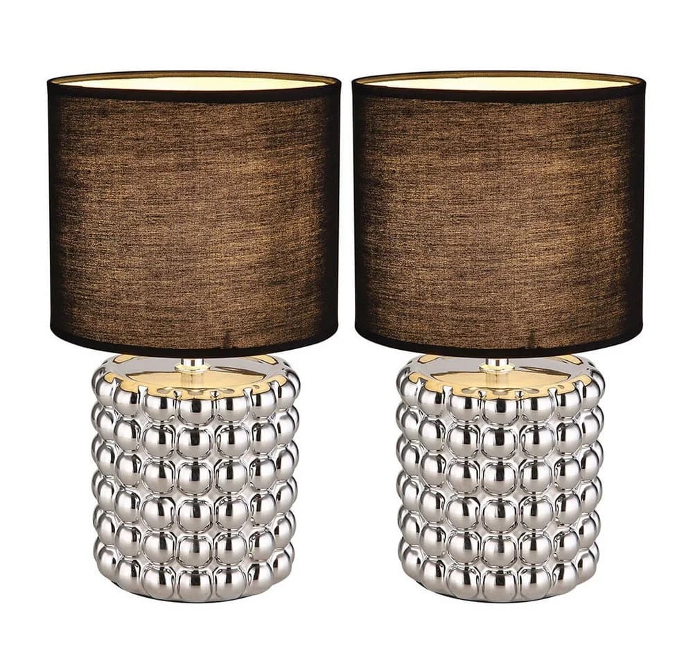 GLOBO LIGHTING Tischleuchte Keramik Textil Schwarz 2x