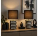 GLOBO LIGHTING Tischleuchte Keramik Textil Schwarz 2x Bild 2