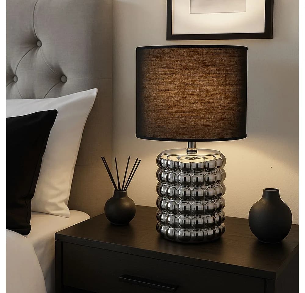 GLOBO LIGHTING Tischleuchte Keramik Textil Schwarz 2x - Bild 4