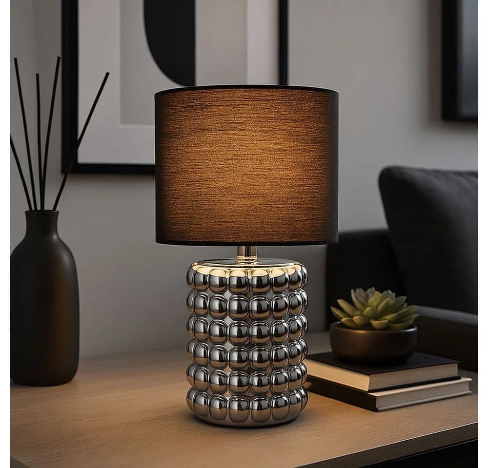 GLOBO LIGHTING Tischleuchte Keramik Textil Schwarz 2x - Bild 5