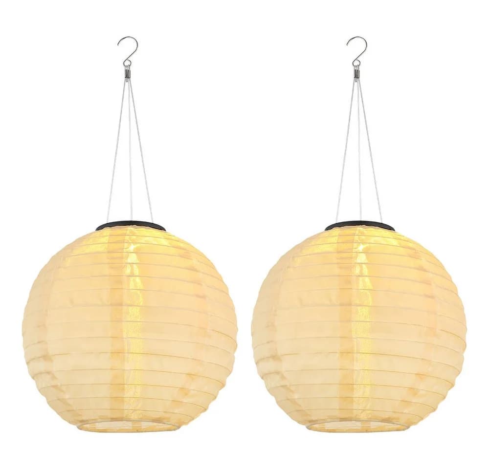 GLOBO LIGHTING Solar-Lampion Set Sandfarben Warmweiß LED