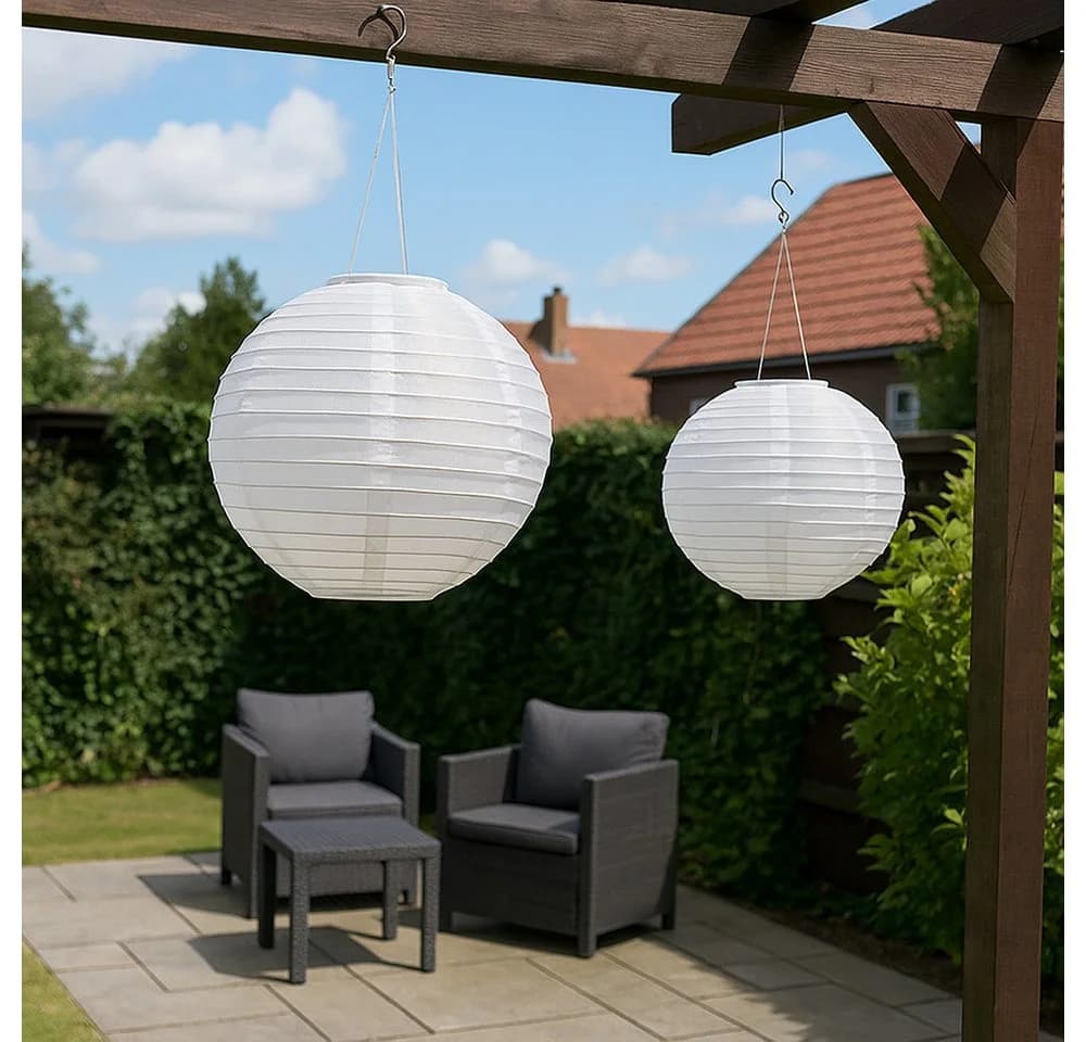 GLOBO LIGHTING Solarleuchte Lampion Weiß 3er Set - Bild 3