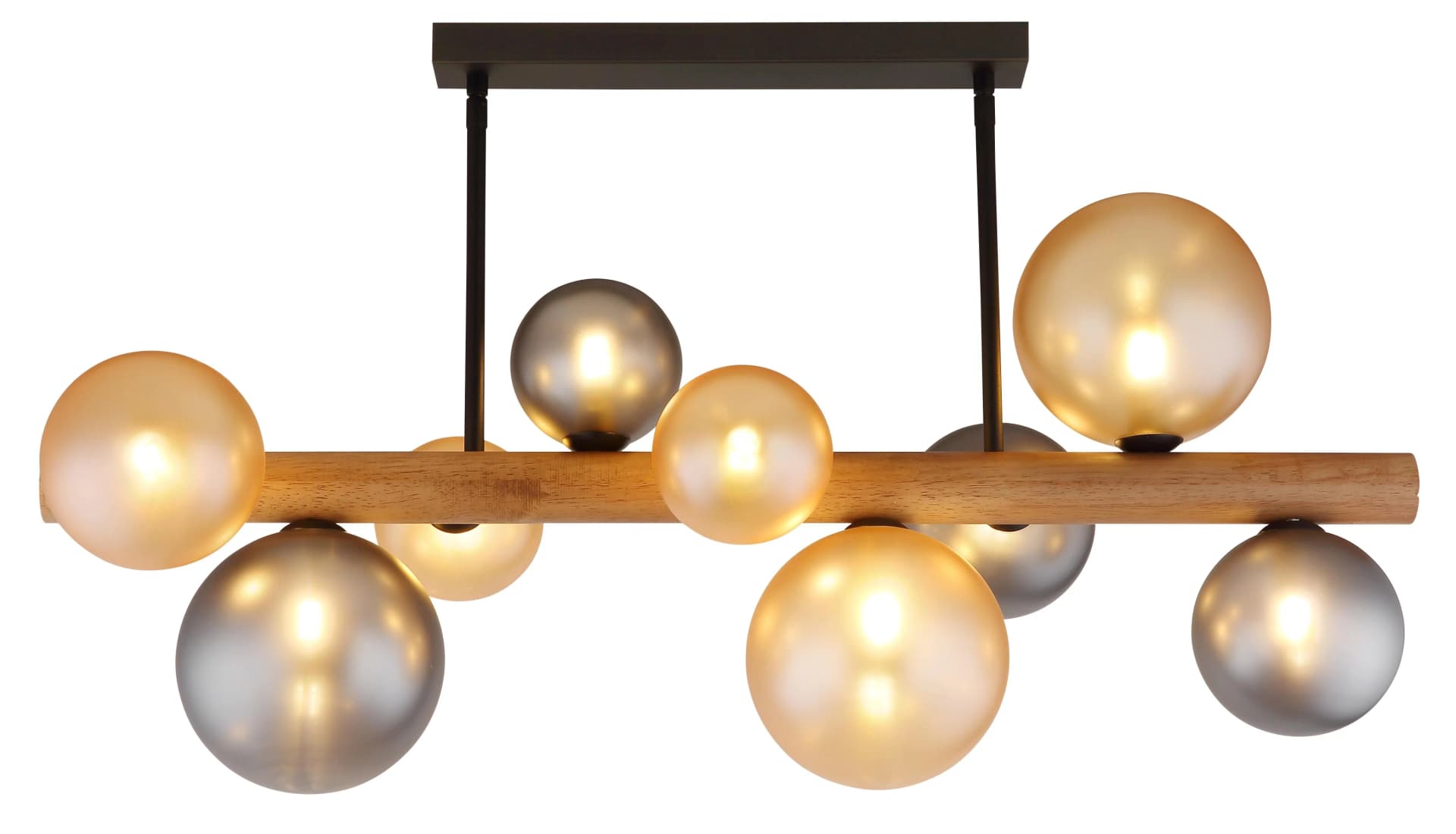 Globo Deckenleuchte RIHA Metall Holz Dunkelbraun