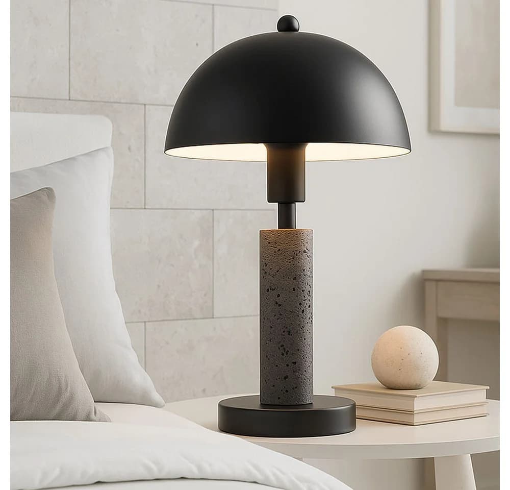 GLOBO LIGHTING Tischleuchte Nachttischlampe Leselampe Schwarz Travertin Stein E14 - Bild 2