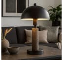 GLOBO LIGHTING Tischleuchte Nachttischlampe Leselampe Schwarz Travertin Stein E14 Bild 3