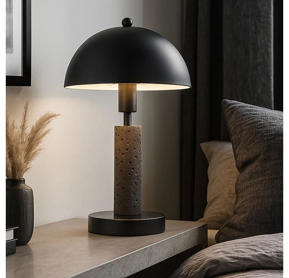 GLOBO LIGHTING Tischleuchte Nachttischlampe Leselampe Schwarz Travertin Stein E14 - Bild 4