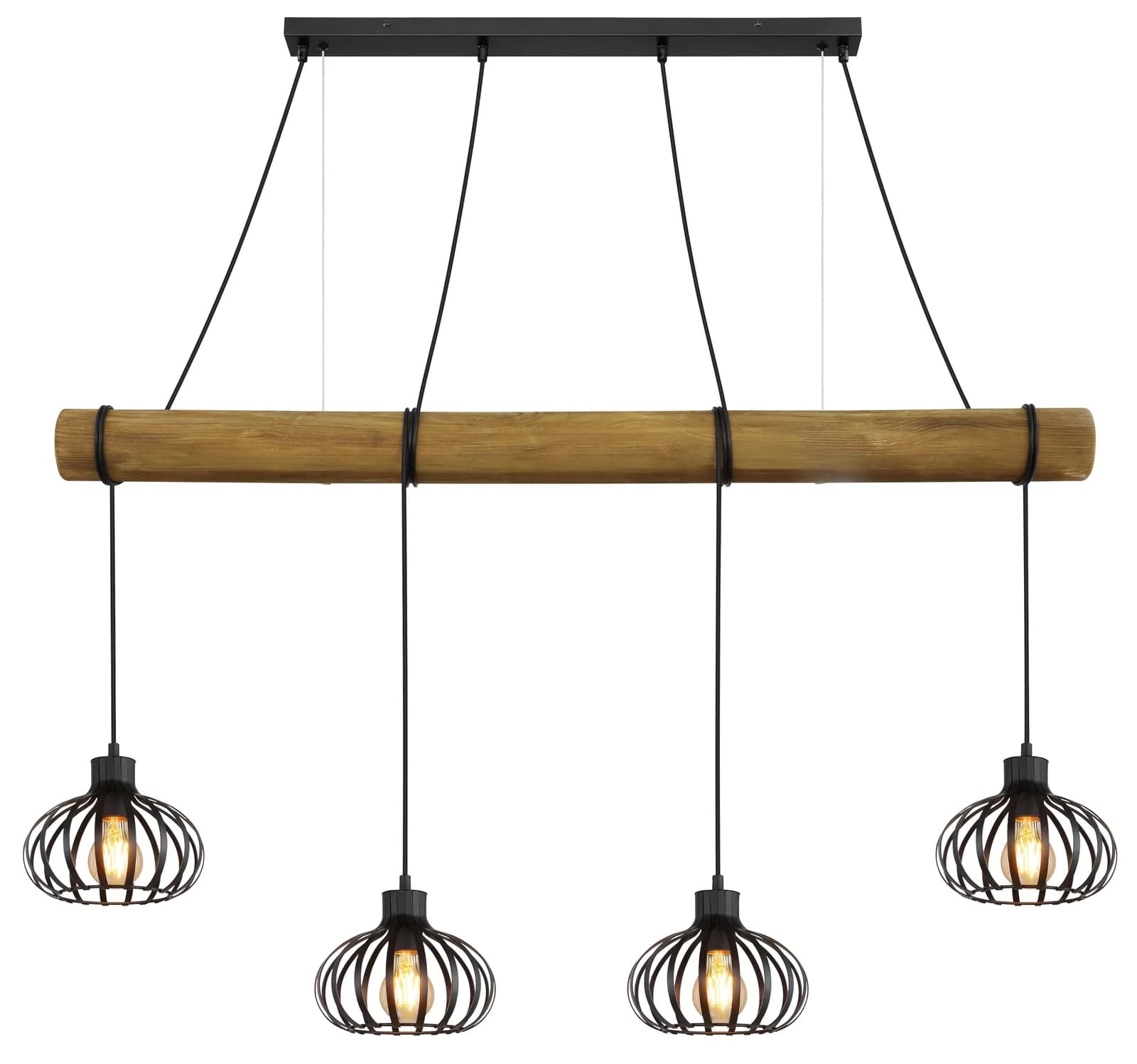 GLOBO LIGHTING Hängeleuchte CALDWELL Schwarz Matt Holz Metall